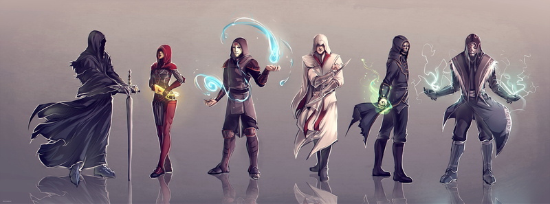 technology, Dishonored, people, studio shot, young women, women, front view, Ezio Auditore Da Firenze, standing, assassins creed, Dragonborn, The Elder Scrolls
