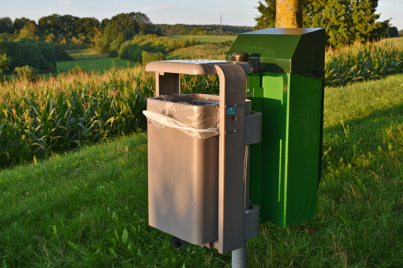bag, disposed of, plant, mailboxes, mode of transportation, pollution, green color, two, environment, no people, arable, 5K, scenics - nature, recycling