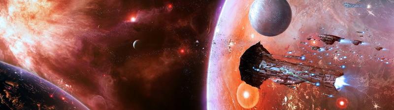 video games, 4K, EVE Online, multiple display, Amarr, spaceship, space