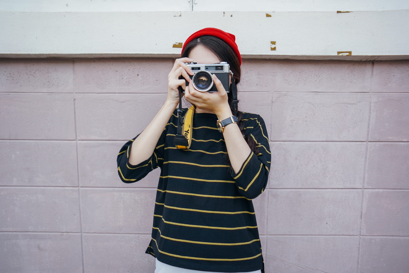 hobbies, wall - building feature, photography Themes, standing, caucasian Ethnicity, smiling, portrait, women, obscured face, person, youth, camera - Photographic Equipment