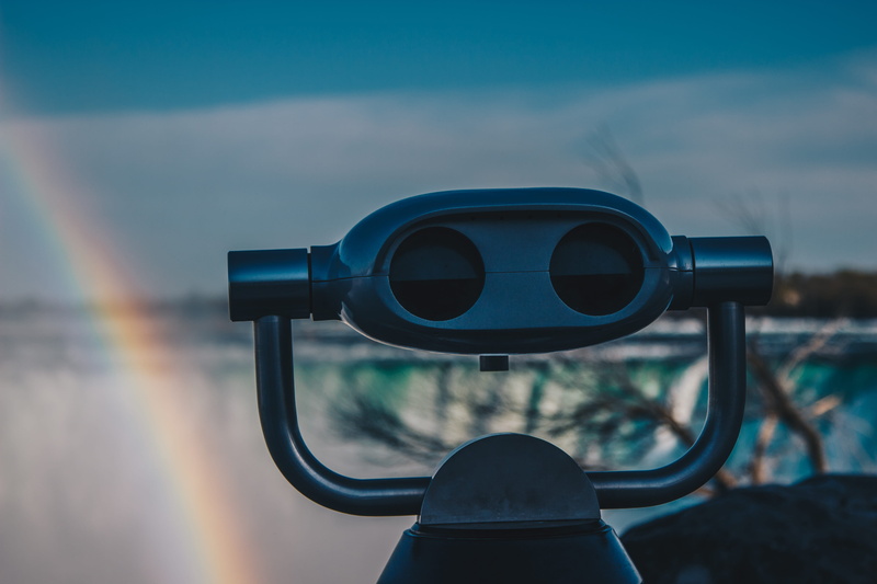 rainbow, binoculars, no people, coin-operated binoculars, cloud - sky, ahead, focus on foreground, outdoors, falls, niagara falls, coin operated, landscape