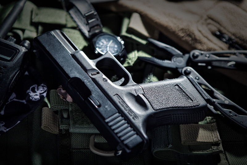 watch, automatic, security, still life, close-up, violence, weapon, bokeh, indoors, semi, aggression, government, communication, safety, personal accessory
