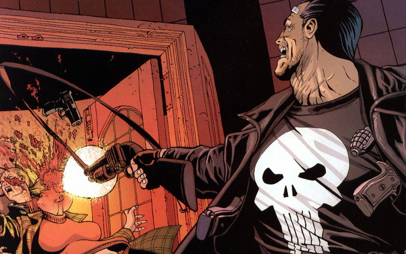 cartoon/comic, shotgun, blood, punisher, hd, 720P