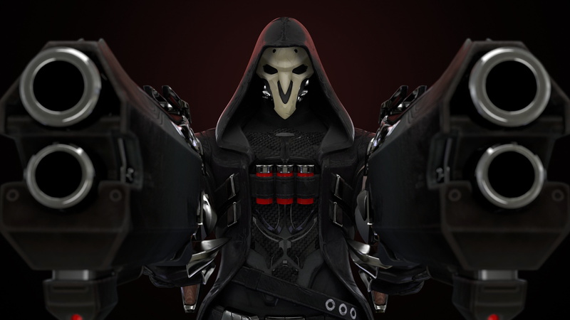 4K, Overwatch, pistols, masked, 4K, character, Reaper, two, poster