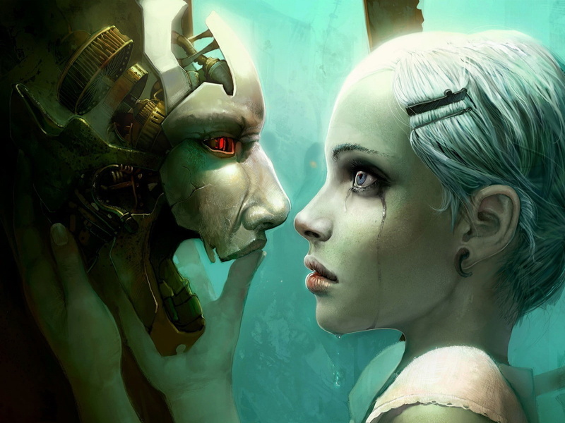 red eyes, white hair, 720P, artificial intelligence, fictional