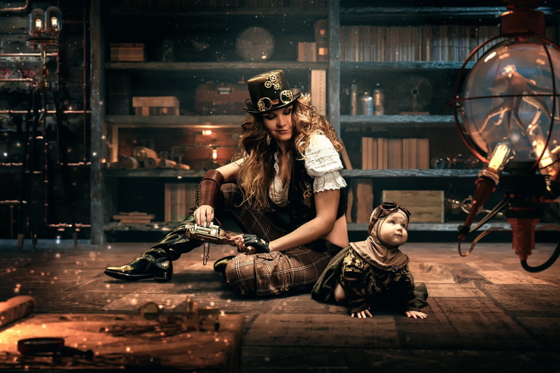 two people, contemplation, clothing, young women, people, fashion, adult, illuminated, women, young adult, steampunk, real people, casual clothing, beautiful woman