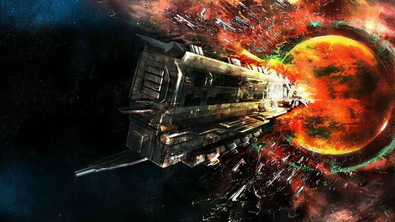 space, stars, Rokh, EVE Online, artwork, spaceship, Caldari, 1080P