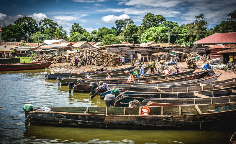 trees, entebbe road, uganda, boats, wood - material, african, architecture, lake, moored, outdoors, fishing, built structure, travel destinations, blue