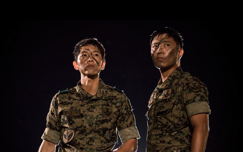 armed forces, black background, looking, studio shot, young men, the, descendants, clothing, front view, 4K, people, looking away, joonggi, two people