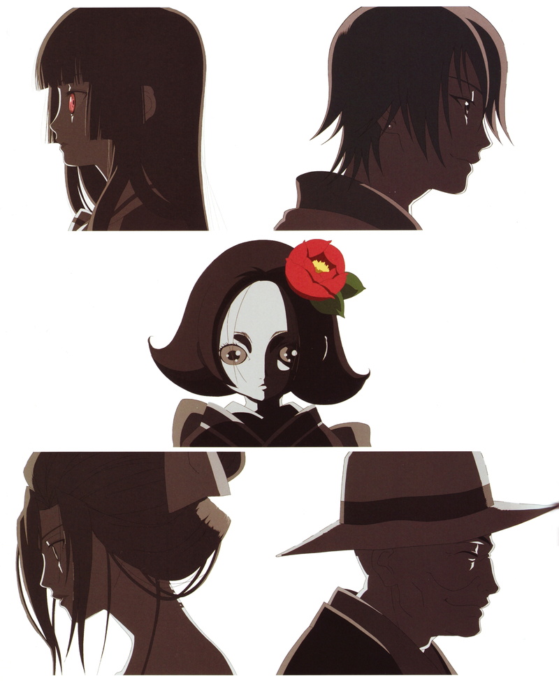 cut out, adult, business, Wanyudo, Hone-Onna, communication, Kikuri (Jigoku Shōjo), white background, sitting, 5K, working, occupation, holding, side view