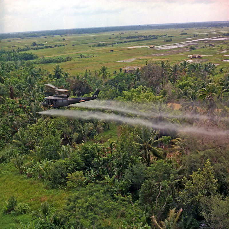 u, plant, aerial spraying, 2K, Vietnam War, spraying, defoliants, no people, non-urban scene, photos, chemical defoliants, field, cloud - sky, green color