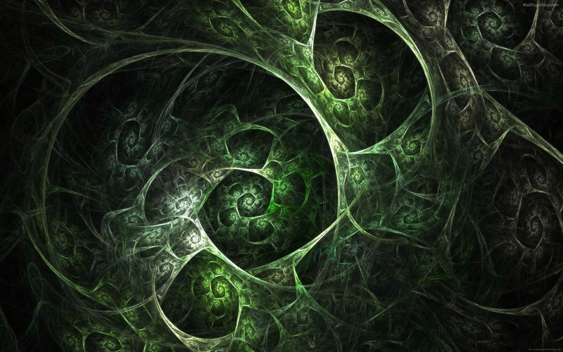 black, abstract, white, art, 1080P, green, fractal, beautiful