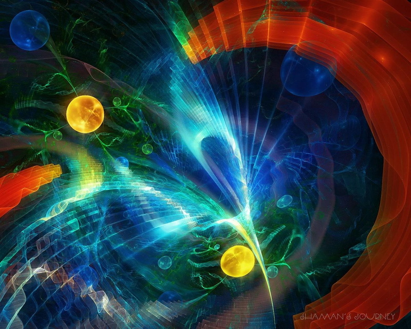 teal, green, fractal, smoke, blue, red, imagination, artwork, 720P, colorful