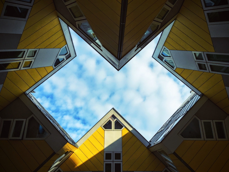 photograph, skies, photography, architecture, housing development, low, pattern, low angle view, city, day, blue sky, residential district, built structure