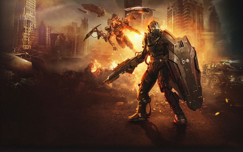 Clouds, Ruins, Heavy armor, Gladiator, War Machine, Valkyrie, The carrier, Plarium, 2K, Mole, The rules of war, Smoke, Fire, Total Domination