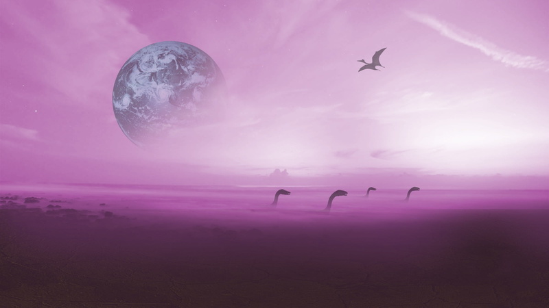 bird, animal themes, sky, digital art, no people, animal, tranquil scene, animals, fantasy art, moon, group of animals, flying, beauty in nature, planet
