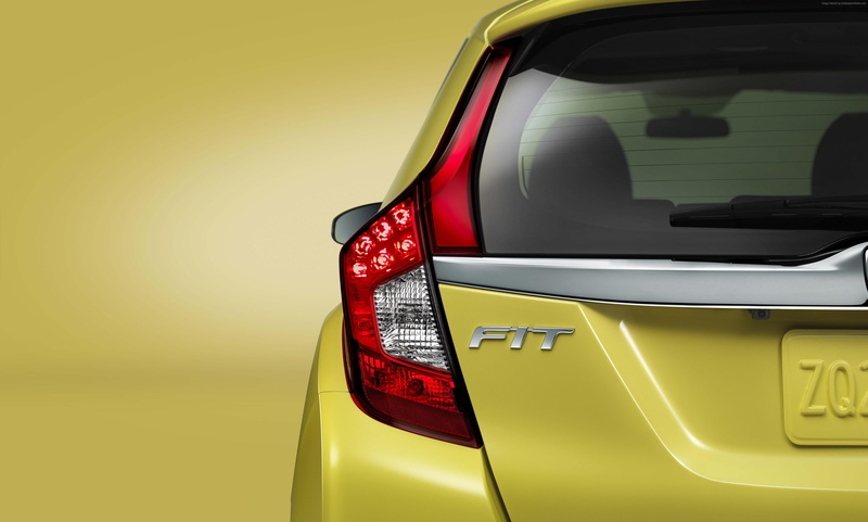 back, 4K, test drive, Honda Fit Hybrid, city cars, yellow, Best Cars 2015, Honda Jazz