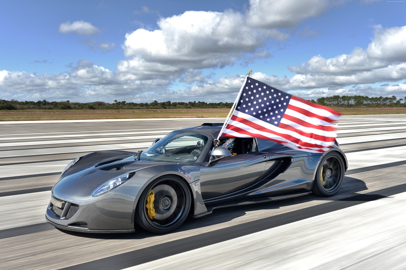 Hennessey Performance Engineering, test drive, nature, USA, road, shape, land vehicle, day, car, patriotism, transportation, sky, Hennessey Venom GT, Worlds Fastest Edition
