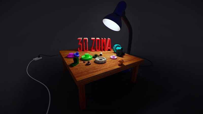 on a dark background, 3D printers, 3D render, gear, 1080P, lamp