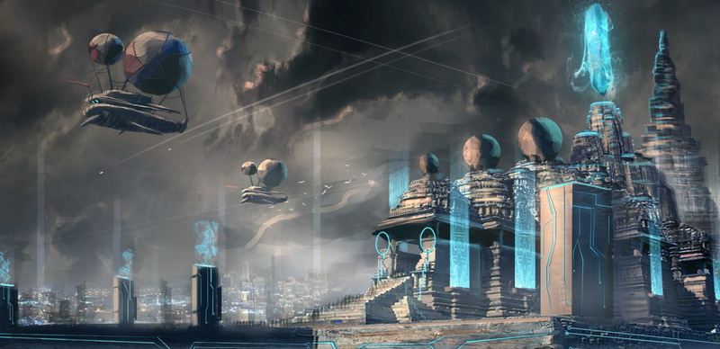 building, urban skyline, blue, temple, building exterior, pollution, holographic, finance, modern, built structure, nightlife, architecture, city, cityscape