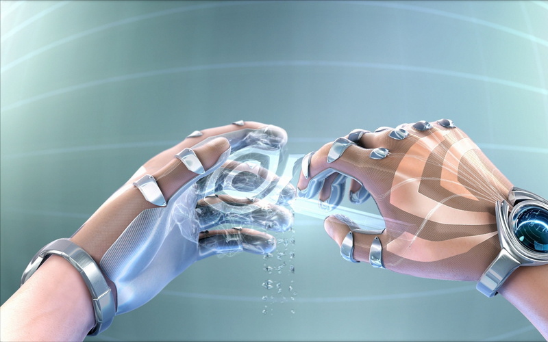 fiction, lifestyles, outdoors, hands, one person, holding, finger, human body part, science, sculpture, robot, day, Nvidia, artwork, body part, human hand