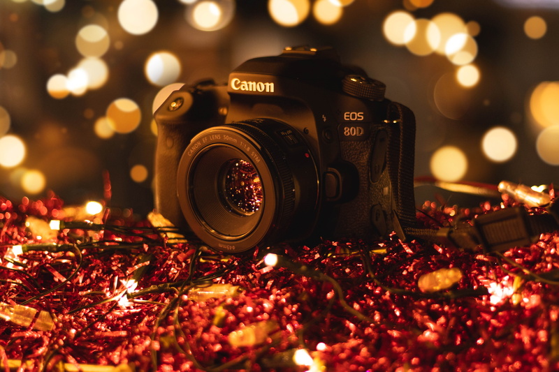 night, christmas, photographic equipment, photography themes, focus on foreground, light, indoors, illuminated, technology, canon eos 80d, close-up, camera - photographic equipment