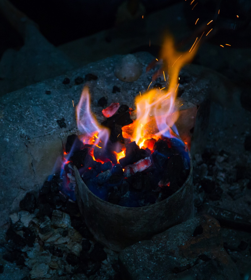 coal, night, inle lake, jewelers crucible, burning, glowing, environment, burma, high angle view, nature, smoke - physical structure, metal, 2K, land