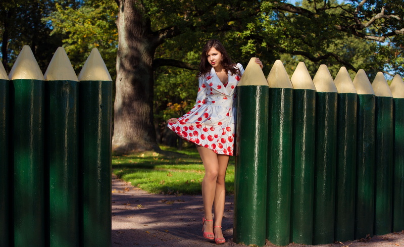 white, red, women, Audrey, 2K, the fence, dress, s, long, sleeved