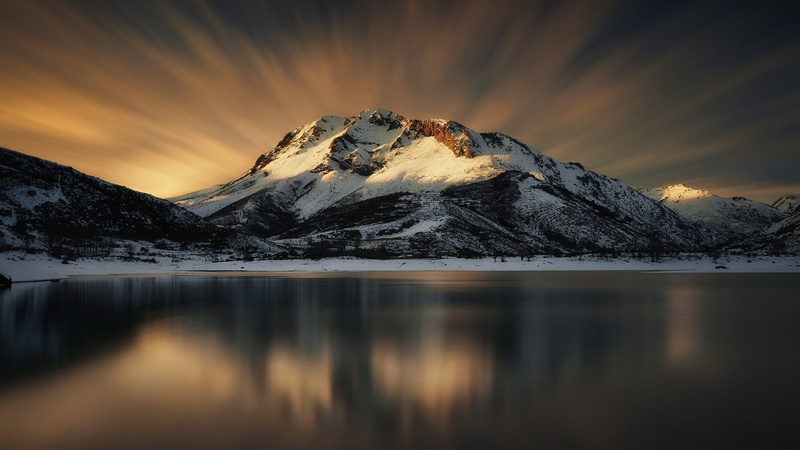 mountain, nature, snow, mountain peak, ice, mountains, sky, winter, tranquility, covered, reflection, tranquil scene, 1080P, lake, snowcapped mountain