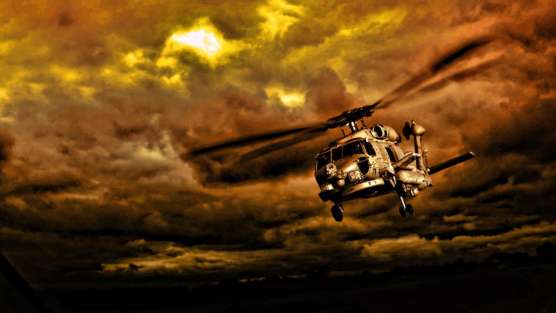 dark, helicopter, 1080P, aircraft, vehicle, sunset