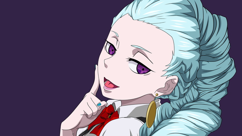 Smile, Earrings, Purple Eyes, 1080P, Aqua Hair, Anime, Death Parade, Girl, Tongue, Braid, Nona (Death Parade)