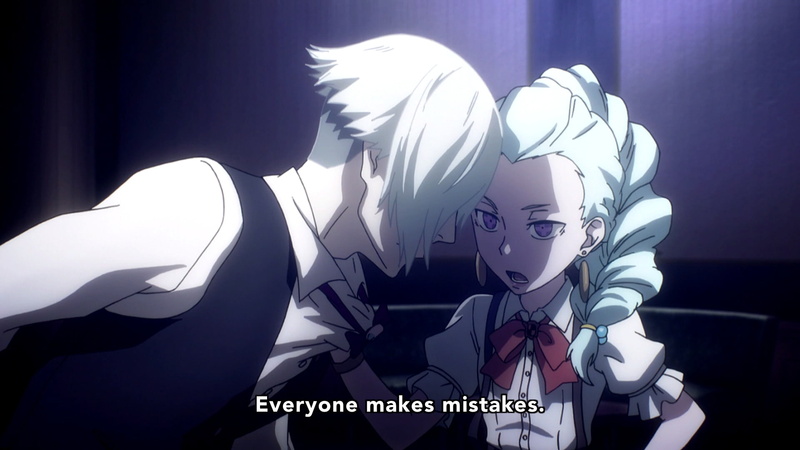 Decim (Death Parade), Earrings, Braid, Death Parade, Aqua Hair, Purple Eyes, Nona (Death Parade), 1080P, Anime, White Hair