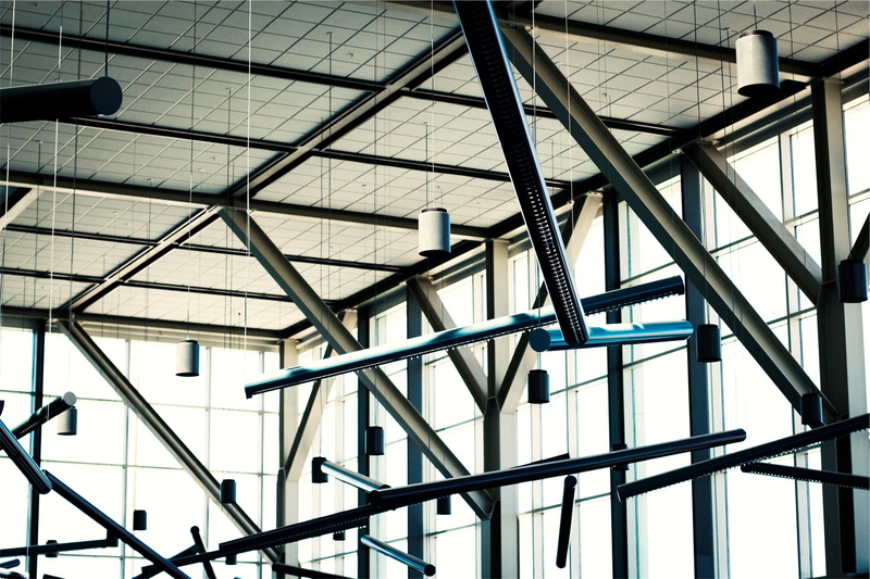 glass - material, empty, wall, building, modern, futuristic, near, roof beam, lamps, windows, pattern, metal, no people, framed, built structure, white