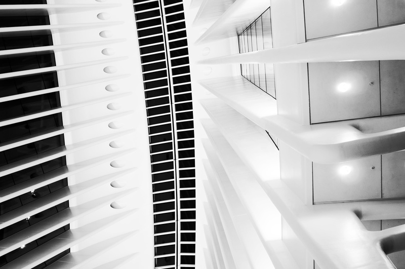 composition, santiago calatrava, bnw, united states, sunlight, modern, built structure, close-up, staircase, treatment, design, clean, tribeca, no people