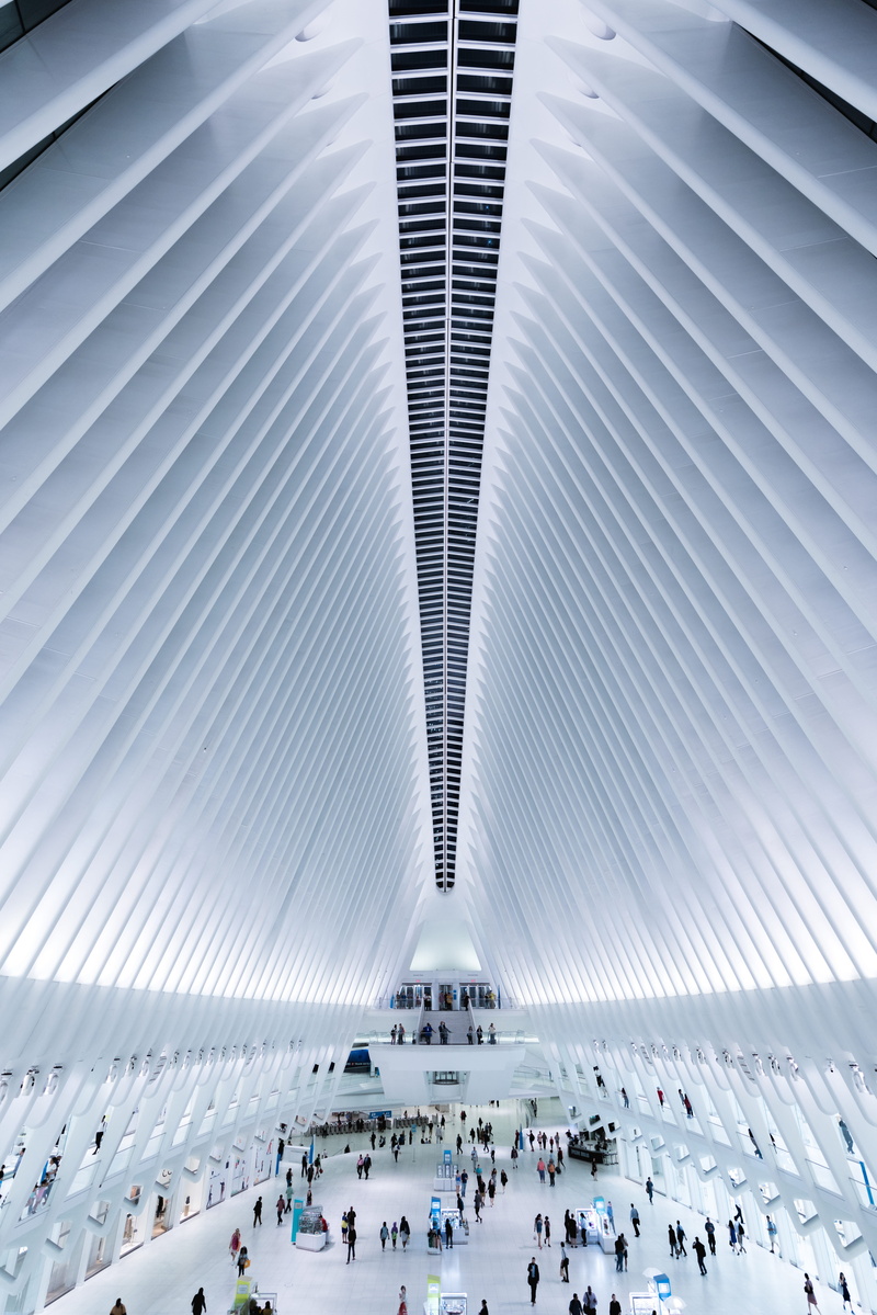 leisure activity, grey, modern art, group of people, terminal, travel, the oculus, white, structure, inside, lifestyles, lighting, indoors, art, housing