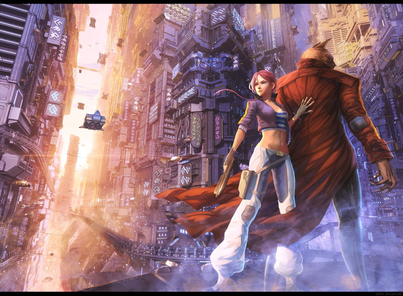 futuristic, men, two people, original characters, building exterior, cold temperature, Bubble Comics, Meteora (comic), science fiction, 1080P, street