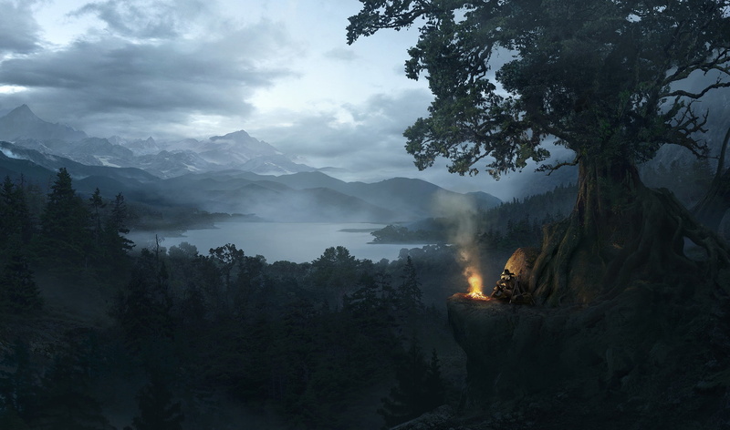 mountains, the fire, 1080P, Solomon Kane, Black Forest Landscape, pond