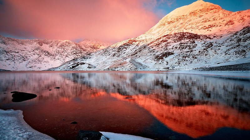 sea, cold temperature, outdoors, cold, glacier, range, winter, peak, trees, vacation, rock, valley, sunset, scenics - nature, tranquil scene, natural elevation