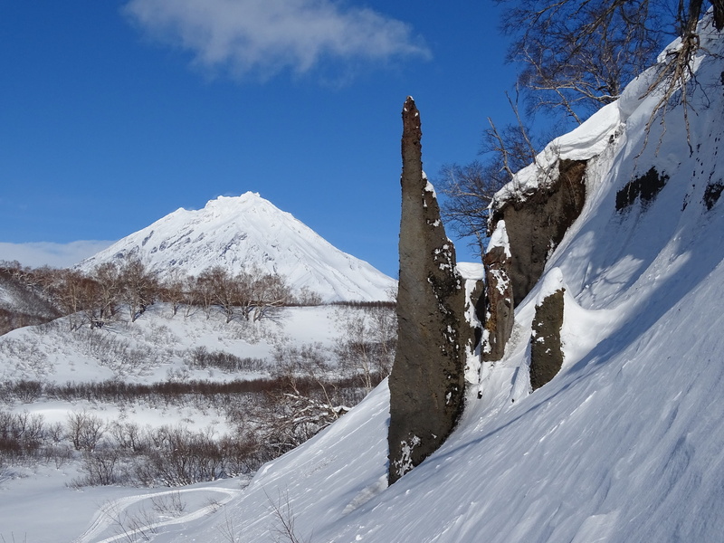 height, kamchatka, tranquil scene, snowdrifts, lone peak, snow, scenics - nature, nature, no people, mountain peak, mountain range, journey, environment