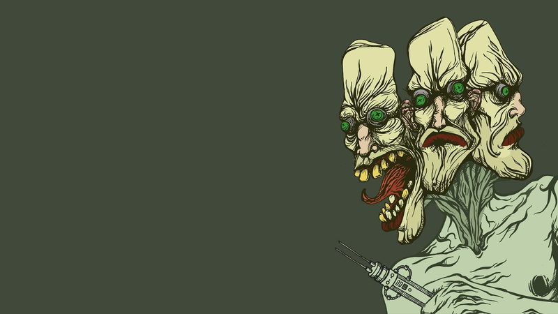 graphics, vector, monster, headed, 1920x1080, person, three, heads, 1080P