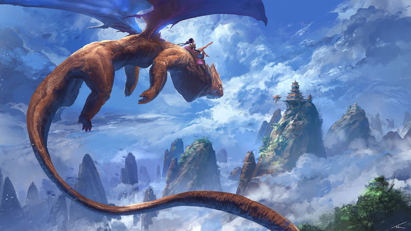 fantasy art, 1080P, digital art, dragon, Thomas Chamberlain - Keen
