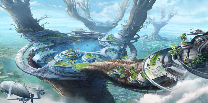 Cubebrushs Worlds, Concept Art, Thomas Chamberlain - Keen, Fantasy, Civilisation, The city, by Thomas Chamberlain - Keen, Art, Illustration, Environments
