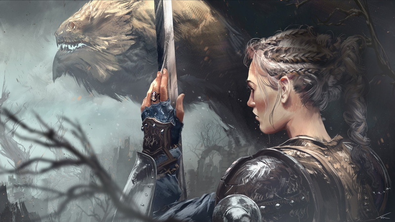 1080P, animals, armor, warrior, Thomas Chamberlain, sword, fantasy Art, Keen