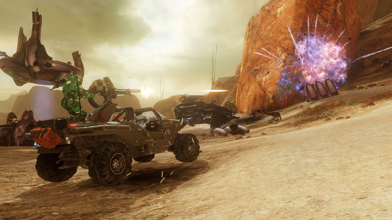 wraith (halo), Warthog, futuristic armor, Covenant, explosion, 2K, Spartans (Halo), Halo, battle, war, video games, Halo 4, in-game, video game art