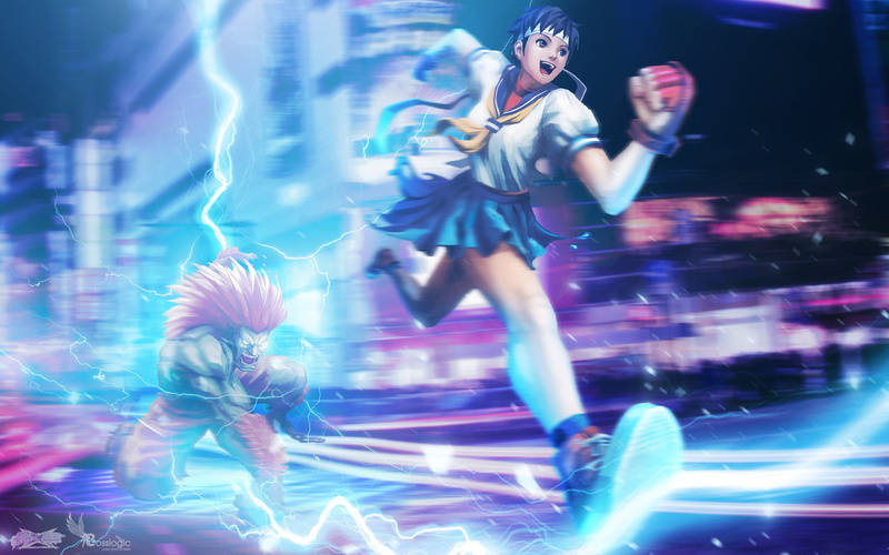 fighter, x, Tekken, video, art, 2K, sakura, street, lightning, kasugano, games, hd, Video Games, blanka