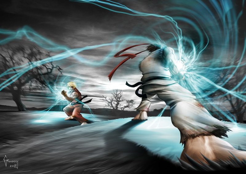 fighting, Ryu (Street Fighter), Street Fighter, Ken Masters, 720P, two, men