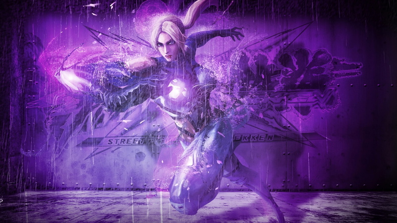 Nina Williams (Tekken), technology, purple, indoors, night, stage, illuminated, creativity, art and craft, lighting equipment, motion, digital composite