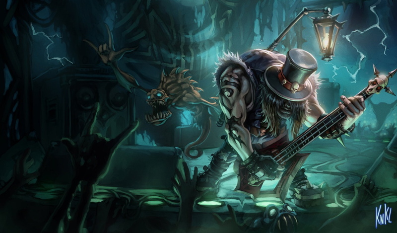  1080P, League Of Legends, playing, guitar, monster, Video Game, Yorick (League of Legends)