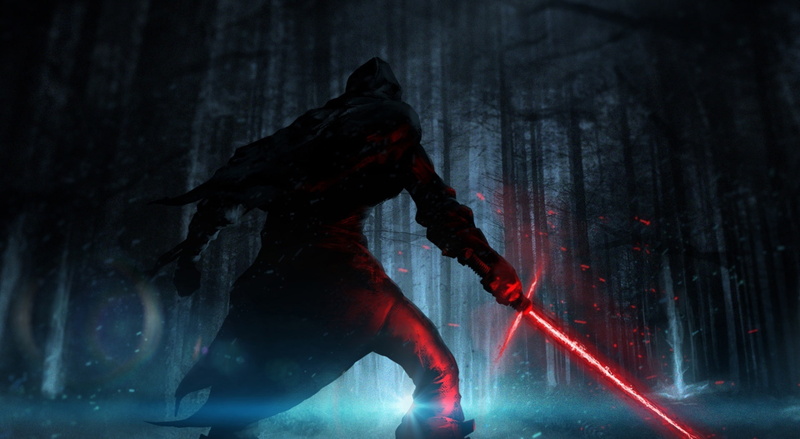 full length, sword, force, adult, dark, episode, men, silhouette, bending, Movies, Star Wars, performance, leaning, studio shot, vii, communication, fear