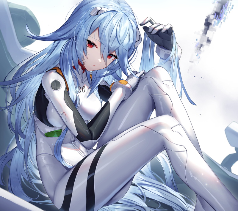Neon Genesis Evangelion, 2K, Ayanami Rei, Sco_ttie, anime girls, anime, bodysuit, long hair